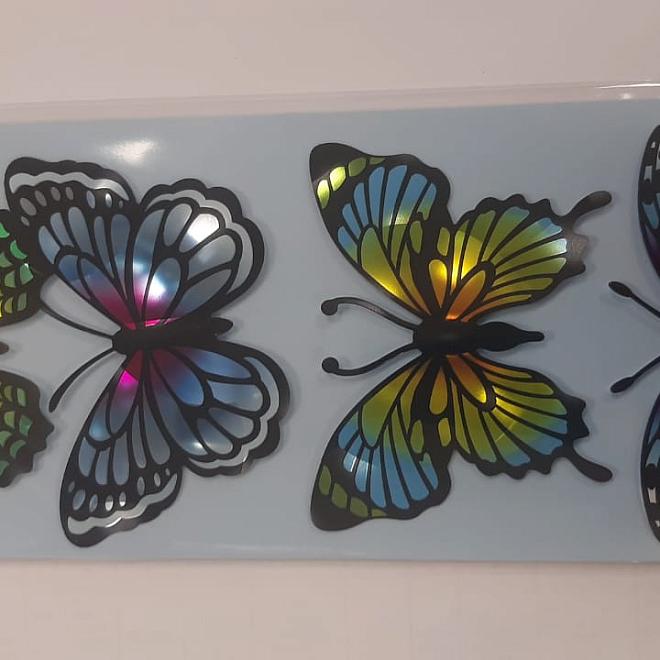 Наклейки для декора 7701 бабочки цветные голограмма //д